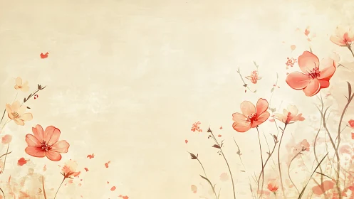 Coral Cosmos Blooms Dance Across Whisper-Soft Canvas