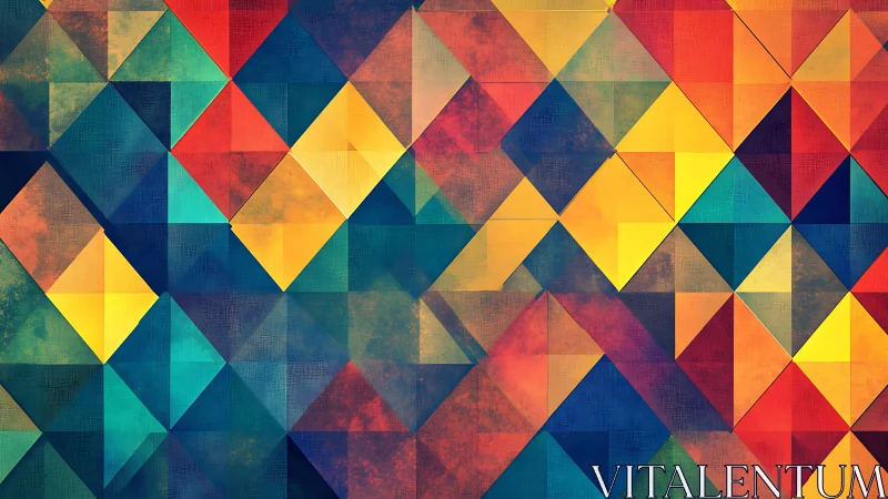 Geometric color blocks form vibrant overlapping triangular grid