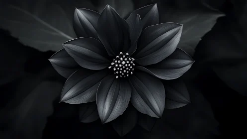 Monochromatic lotus bloom with crystalline stamens, dramatic chiaroscuro lighting.