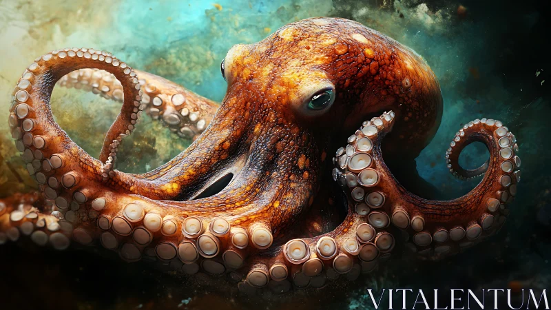 Highly detailed octopus render with textured tentacles in dynamic pose