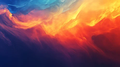 Flowing Fire and Ice: Crimson Flames Meet Cool Blue Skies.