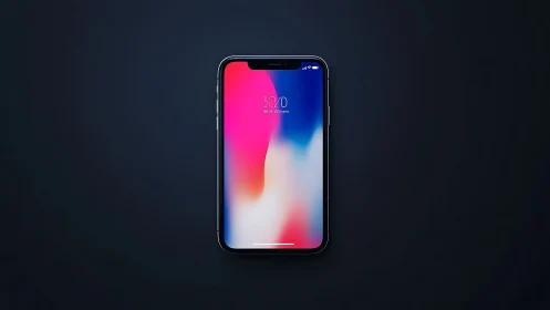 Smartphone display with gradient wallpaper against dark background.