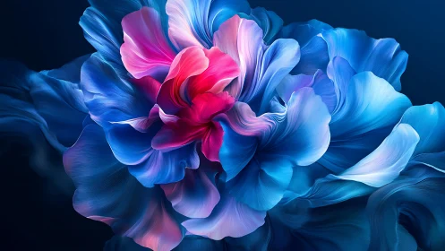 Neon Bloom Unfolding: A Cyberpetal Reverie in Blue and Magenta.