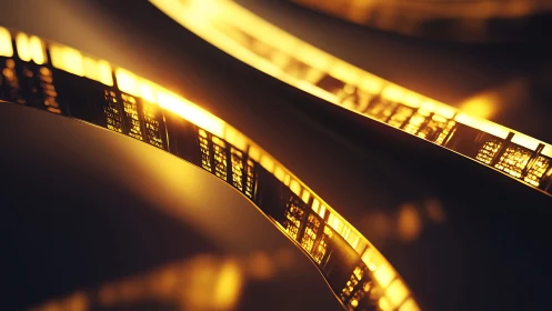 Liquid light bends through cinematic ribbons of glowing code