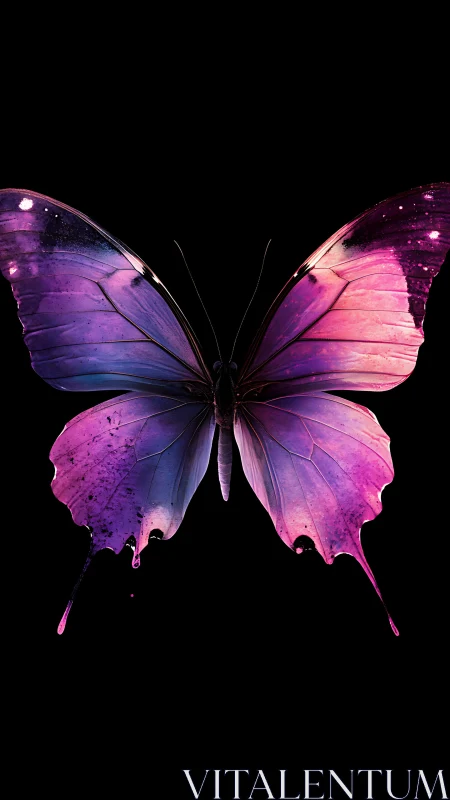 Symmetrical gradient butterfly with dripping wing edges.