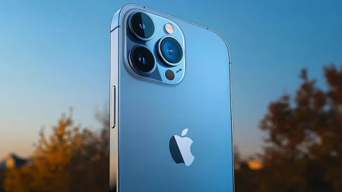 Premium Blue iPhone Pro Showcasing Advanced Triple Camera System