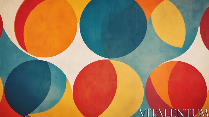 Geometric overlapping circles with retro abstract color field.