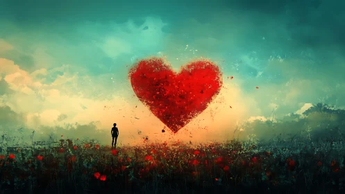 Solitary soul witnessing love's explosive metamorphosis.