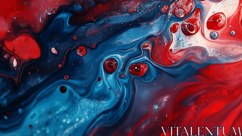 Flowing red and blue paint creates a cozy cosmic dreamscape.