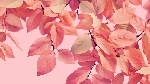 Soft pink leaves drift gently across a dreamy backdrop