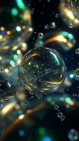 High-gloss translucent bubbles with bokeh and specular flares