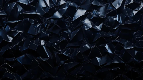 Abstract angular black crystal texture with glossy geometric facets.