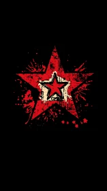 Bold red grunge star splashes energy across deep black