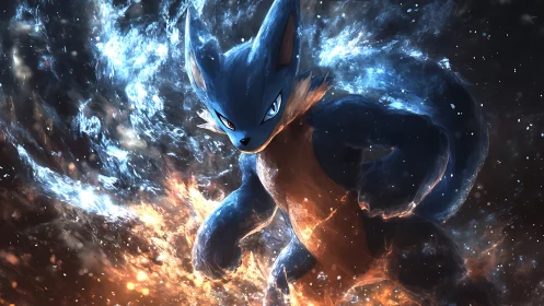 Dynamic elemental creature in high-impact digital painting style.