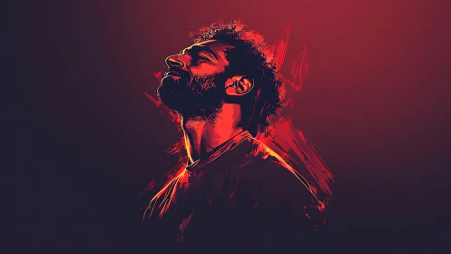 Side-profile digital portrait of male football player.