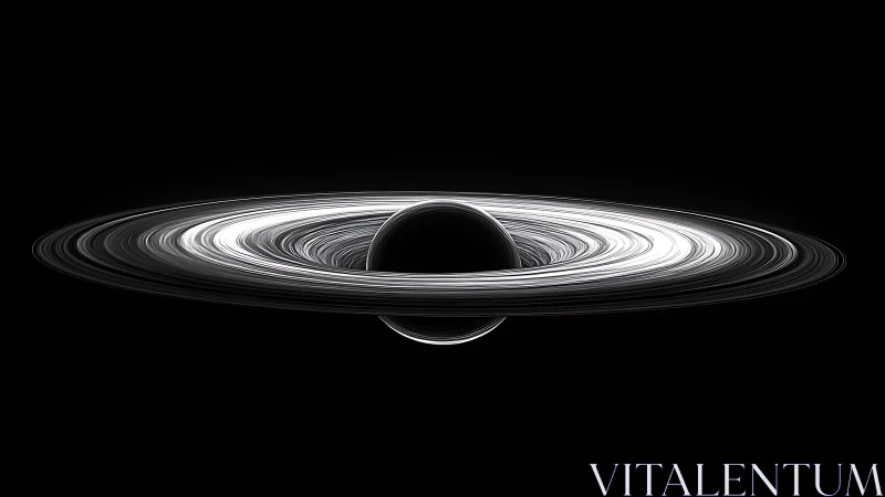 Edge-lit ringed gas giant in high-contrast deep space profile