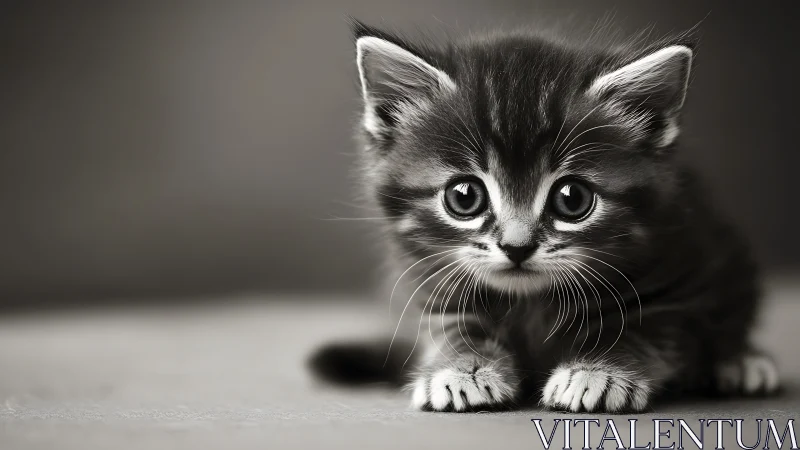 Felid Juvenile: Grayscale Portraiture with Directional Illumination.