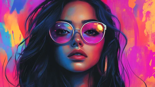 Neon-drenched muse rewrites twilight through prismed shades