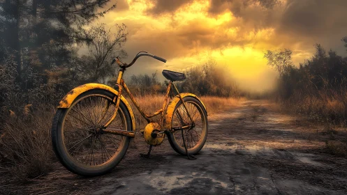 Golden Bicycle's Quiet Vigil at the Edge of Fading Light.