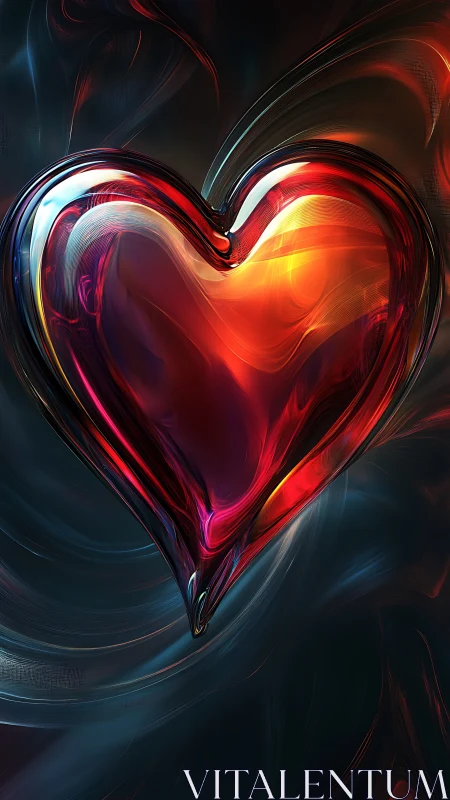 Luminous Heart Form with Radiant Glass Surface Rendering.