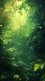 Luminescent Forest Canopy with Volumetric Light Rays and Suspended Particles