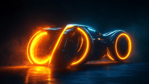 Neon-toroidal lightcycle with emissive plasma-wheel geometry.