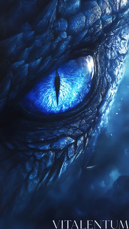 Icy dragon eye in glacial blue close-up fantasy portrait.