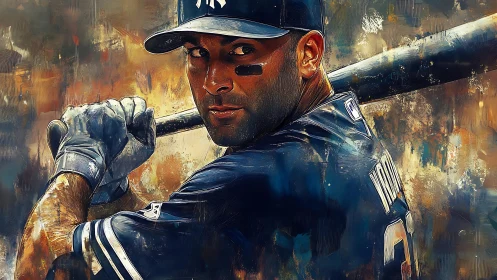 Focused baseball hitter waits in painterly stadium haze