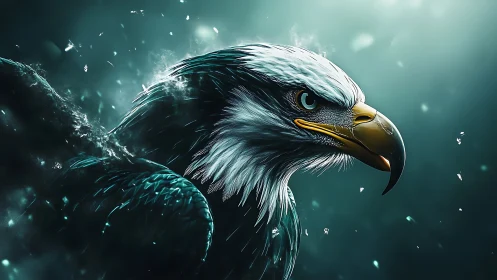 Majestic Bald Eagle Digital Art with Dramatic Lighting and Detail.