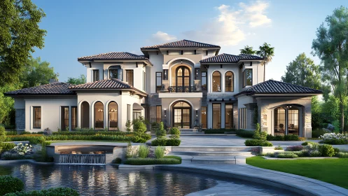 Sunlit villa stages a serene lakeside symphony of arches