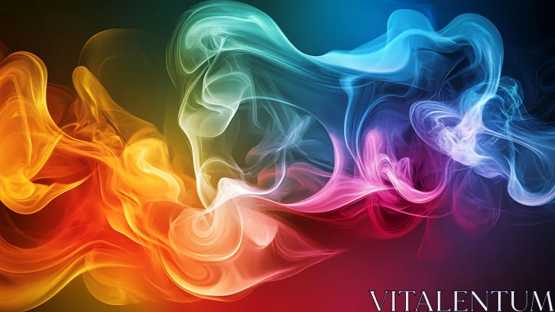 Vibrant color smoke waves flow across a dark abstract space