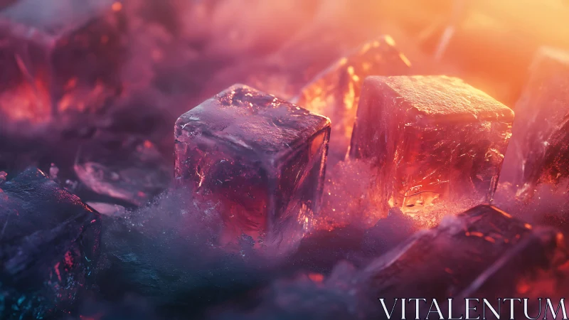 Luminous crystalline structures glow amid atmospheric haze