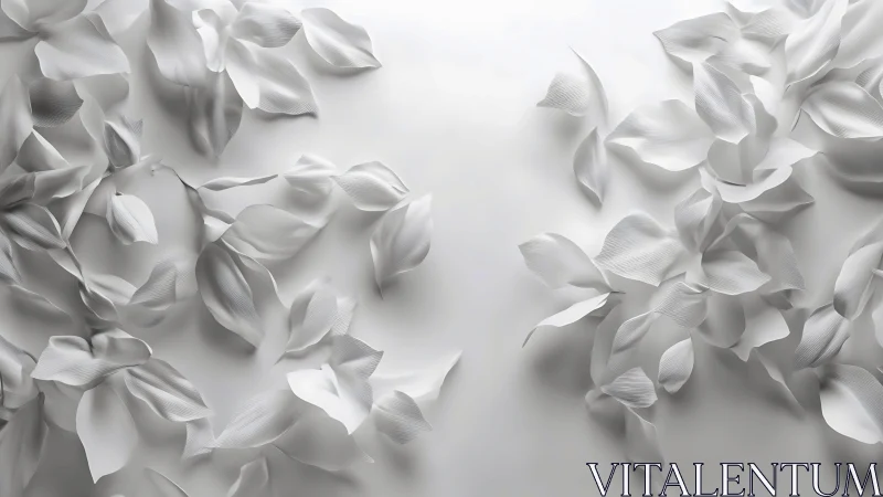 Whispering white petals drift across a weightless silence.
