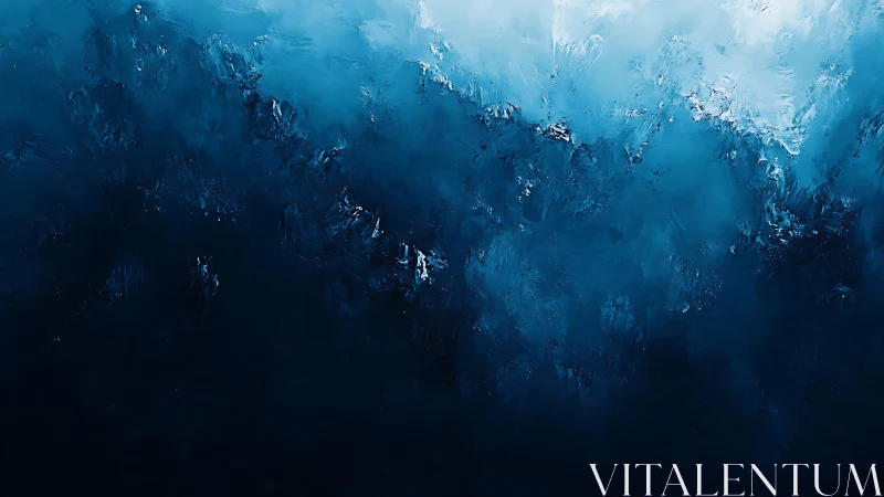 Abstract ocean depths in cool blue tones with textured brushstrokes.