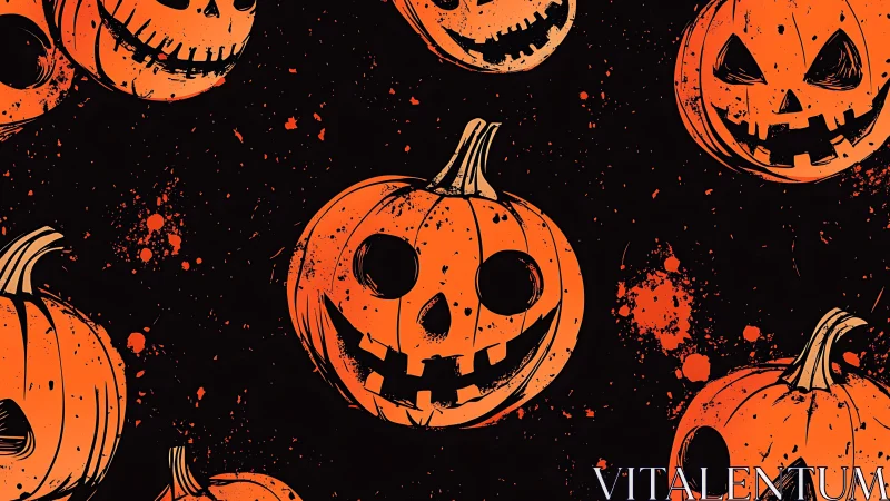 Playful jack-o&rsquo;-lantern faces glow against inky night