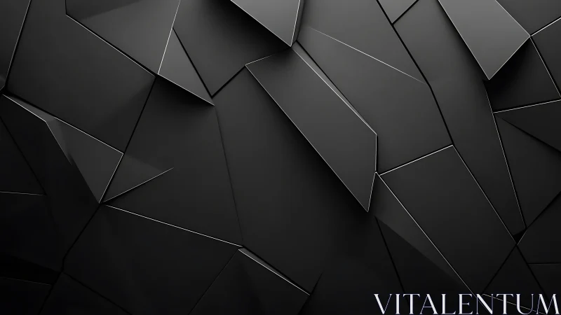 Matte black low-poly polygonal surface with hard-edged planar facets