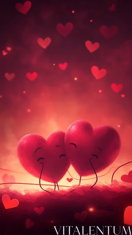 Two Glowing Hearts Dancing Through Love's Luminous Realm.