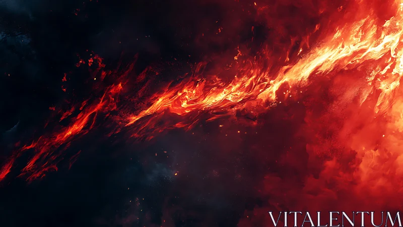 Fiery Explosion: Golden Flames Sweep Across Darkness.