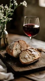 Elegant Wine and Bread: A Moment of Refined Simplicity