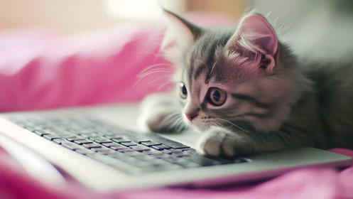 Adorable Kitten Discovers the Wonder of Your Keyboard