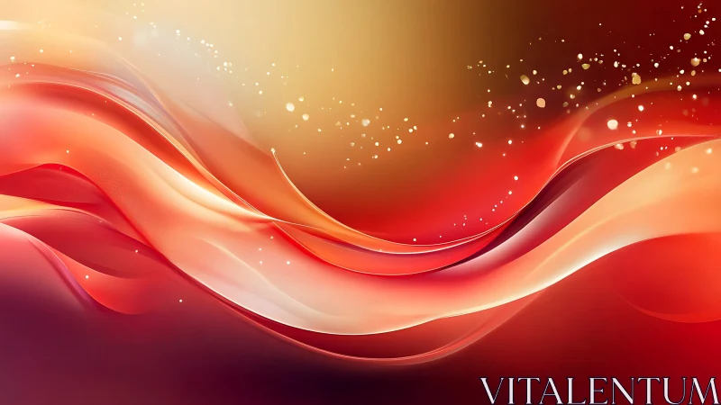 Luminous red waves flow across a glowing abstract horizon