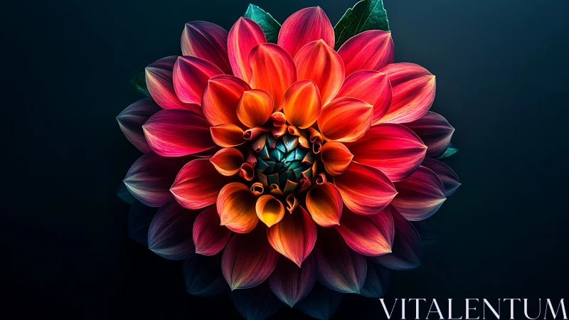 Radiant Dahlia Bursts in Chromatic Splendor Against Deep Twilight.