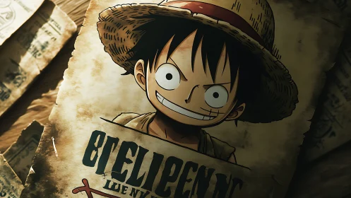 Wanted poster grins as straw-hatted pirate claims the frame