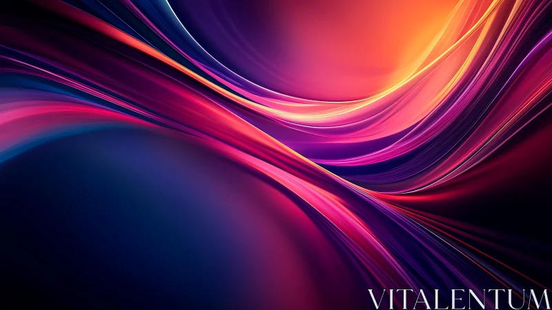 Vibrant neon light waves over deep gradient field.