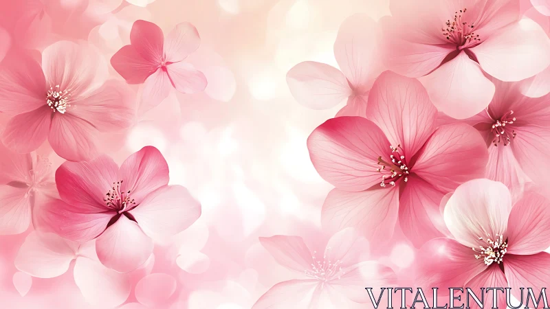 Soft-Focus Floral Composition with Layered Pink Petals and Gradient Bloom Bokeh
