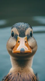 Photorealistic duck portrait with centered shallow-depth framing.