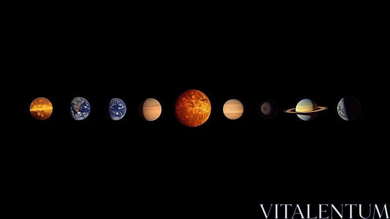 Solar system bodies are rendered in linear planetary sequence