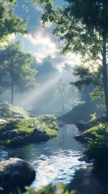 Sunlit Forest Stream Invites Your Soul Into Nature