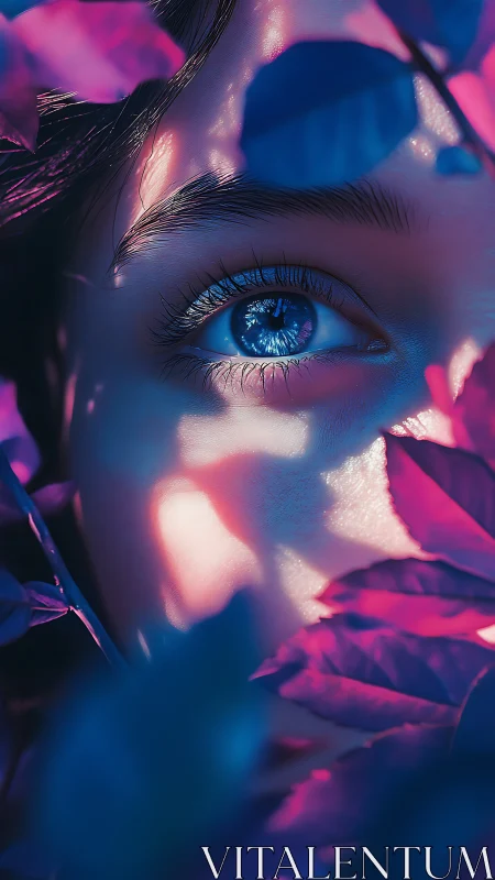 Neon forest gaze where sapphire daydreams quietly bloom.