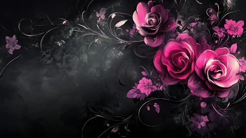 Radiant Pink Blooms Against Velvet Darkness